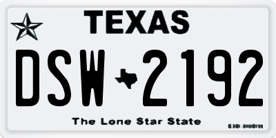 TX license plate DSW2192