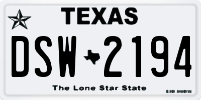 TX license plate DSW2194