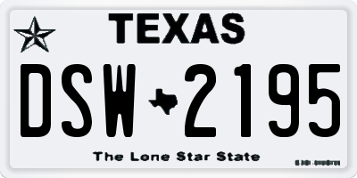 TX license plate DSW2195