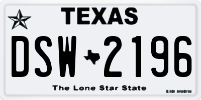 TX license plate DSW2196