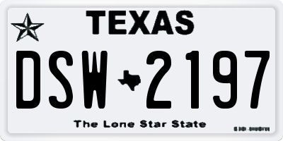 TX license plate DSW2197