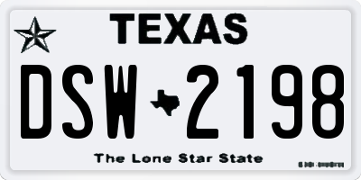 TX license plate DSW2198