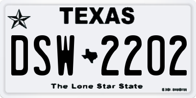 TX license plate DSW2202