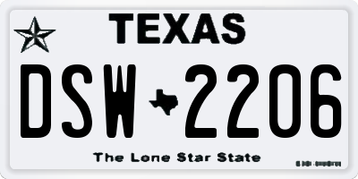 TX license plate DSW2206