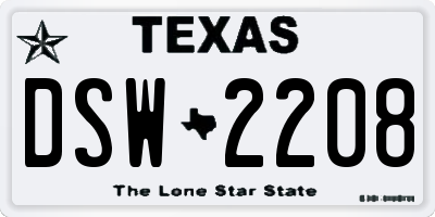 TX license plate DSW2208