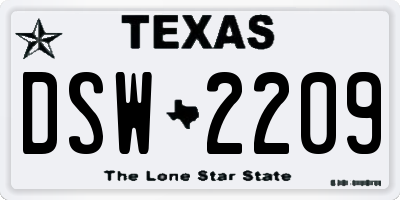TX license plate DSW2209