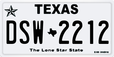 TX license plate DSW2212