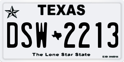 TX license plate DSW2213