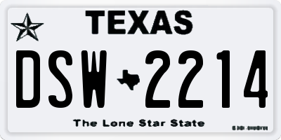 TX license plate DSW2214
