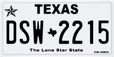 TX license plate DSW2215