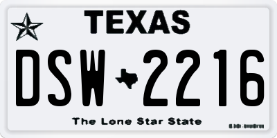 TX license plate DSW2216