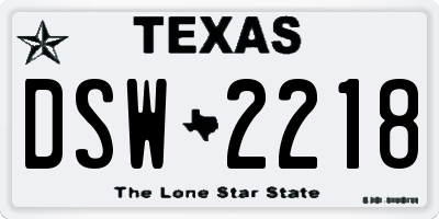 TX license plate DSW2218