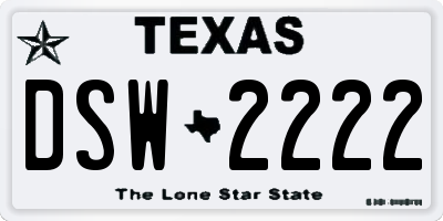 TX license plate DSW2222