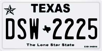 TX license plate DSW2225