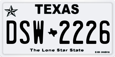 TX license plate DSW2226