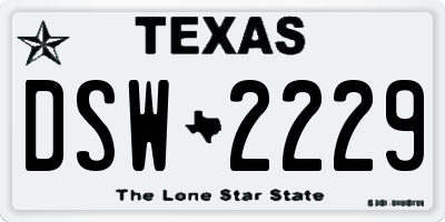 TX license plate DSW2229