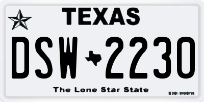 TX license plate DSW2230