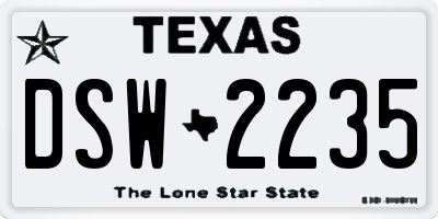 TX license plate DSW2235