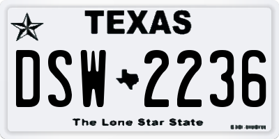 TX license plate DSW2236