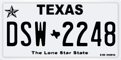 TX license plate DSW2248