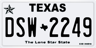 TX license plate DSW2249