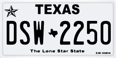 TX license plate DSW2250