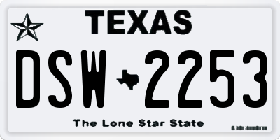 TX license plate DSW2253