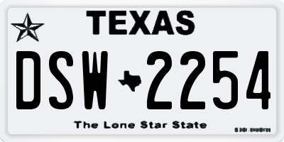 TX license plate DSW2254