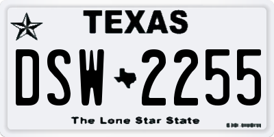 TX license plate DSW2255