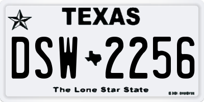 TX license plate DSW2256