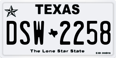 TX license plate DSW2258
