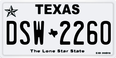 TX license plate DSW2260