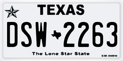 TX license plate DSW2263