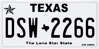 TX license plate DSW2266