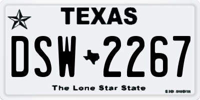 TX license plate DSW2267
