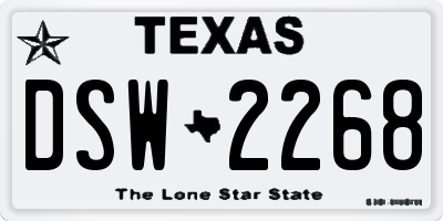 TX license plate DSW2268