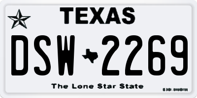 TX license plate DSW2269