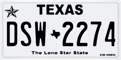 TX license plate DSW2274