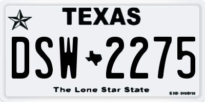 TX license plate DSW2275