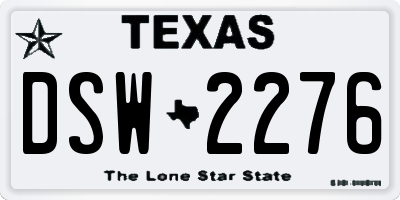 TX license plate DSW2276