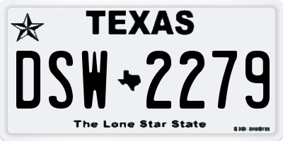 TX license plate DSW2279