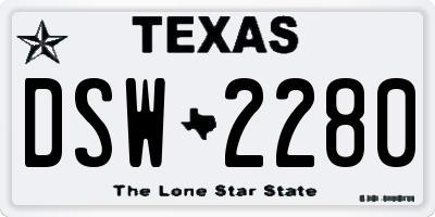 TX license plate DSW2280