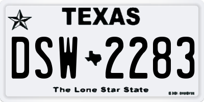 TX license plate DSW2283