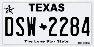 TX license plate DSW2284