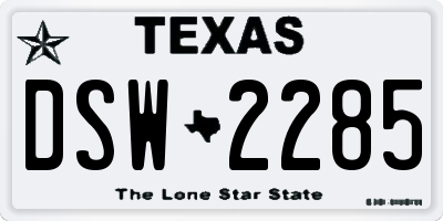TX license plate DSW2285