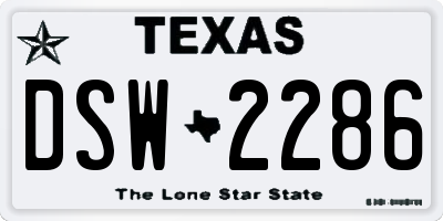 TX license plate DSW2286