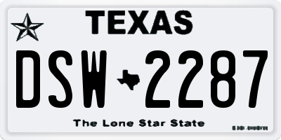 TX license plate DSW2287