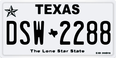TX license plate DSW2288