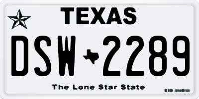TX license plate DSW2289