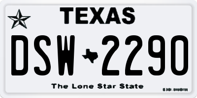 TX license plate DSW2290